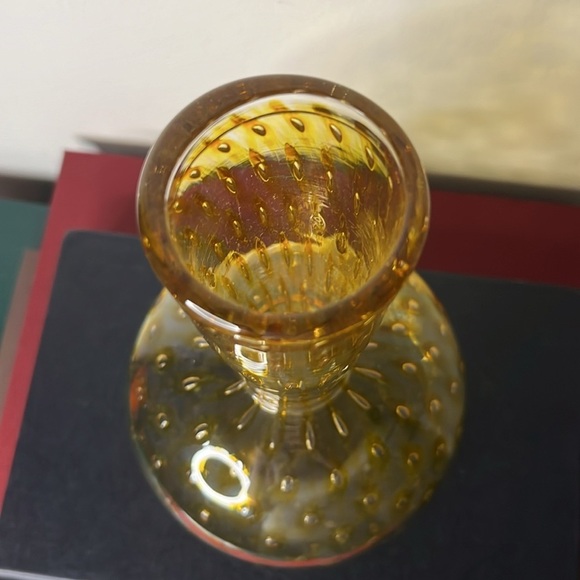 Alfredo Barbini? MCM Hand Blown Yellow Double Optic Bubble Gourd Glass Vase - Picture 4 of 7